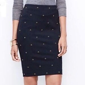 NEW Ann Taylor navy beaded pencil skirt